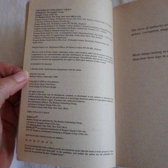 J.D. Robb / Nora Roberts Judgement in Death Romantic Suspense Novel - Picture 4 of 8